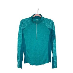 DANSKIN NOW Green Semi Fitted 1/4 Zip Performance Dri More Pullover with M